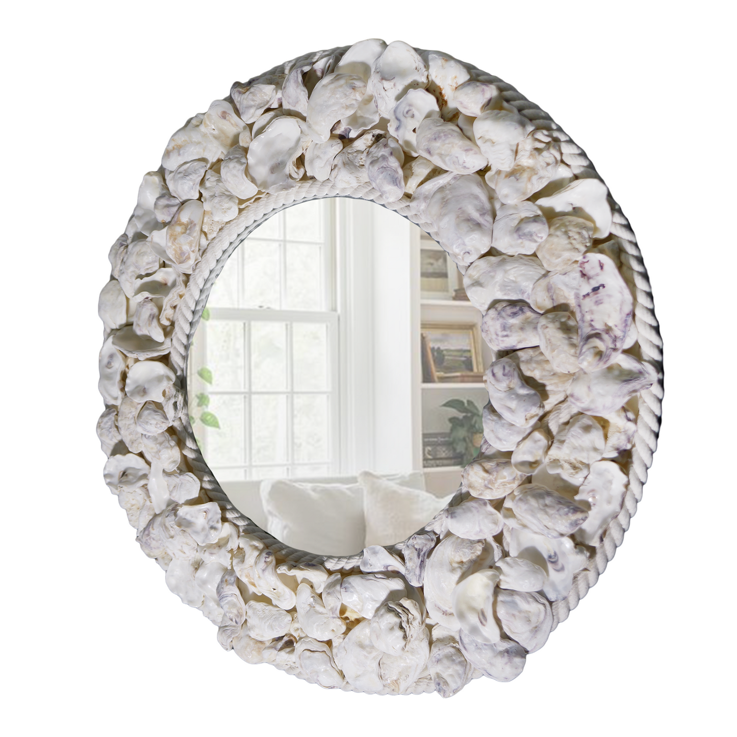 Large Round Oyster Seashell Mirror