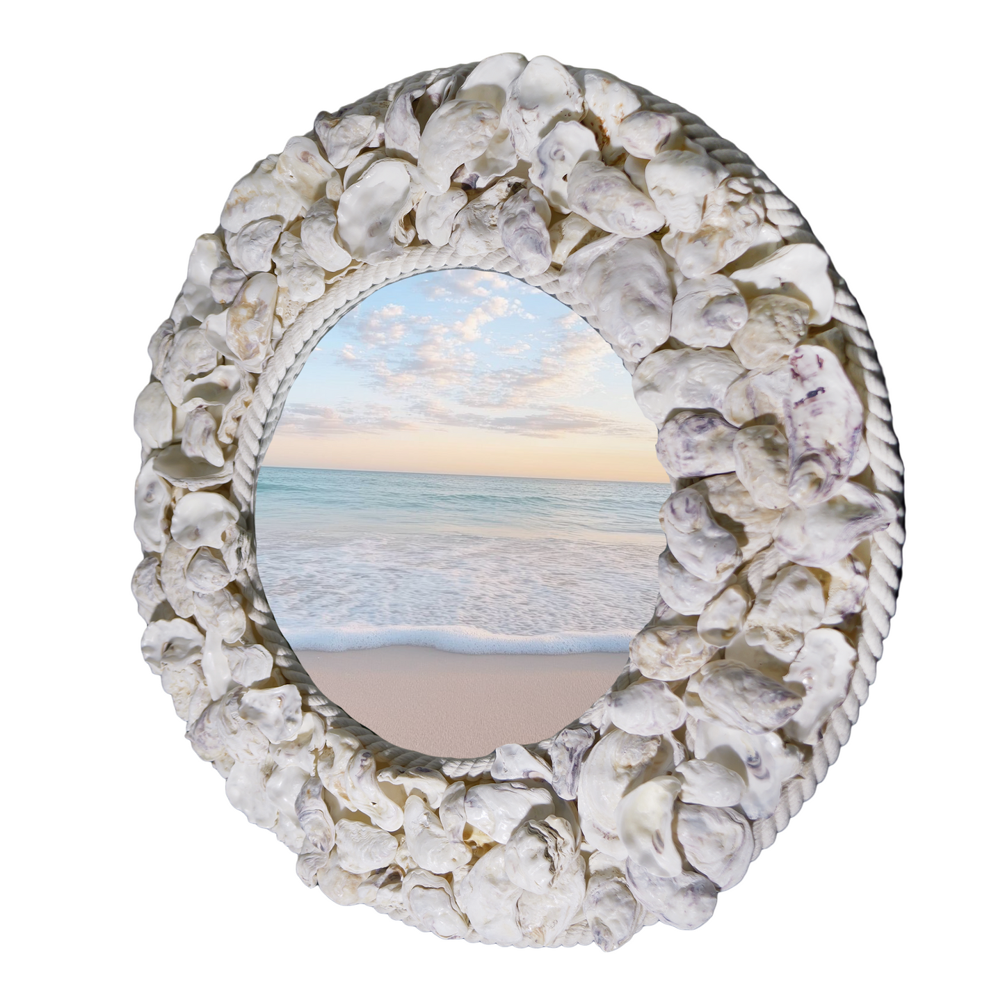 Large Round Oyster Seashell Mirror