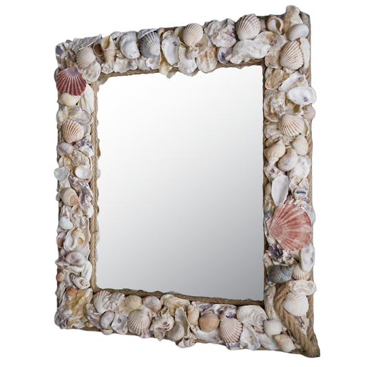 Large Rustic Seashell Mirror