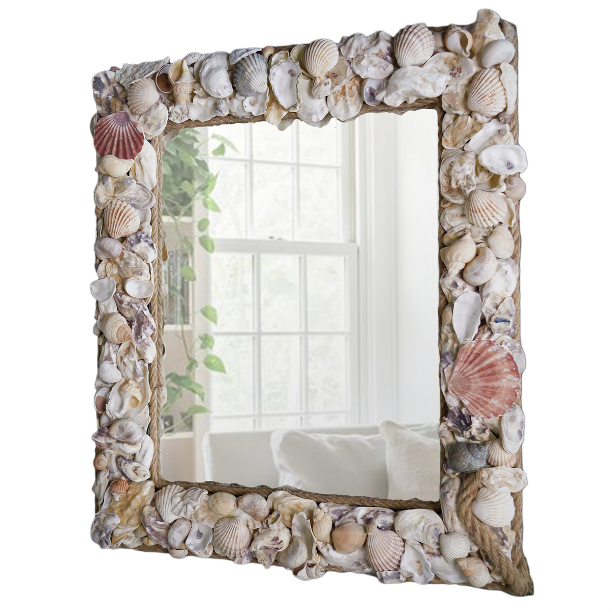 Rustic Seashells Large Rustic Seashell Mirror – The Bay of Seashells